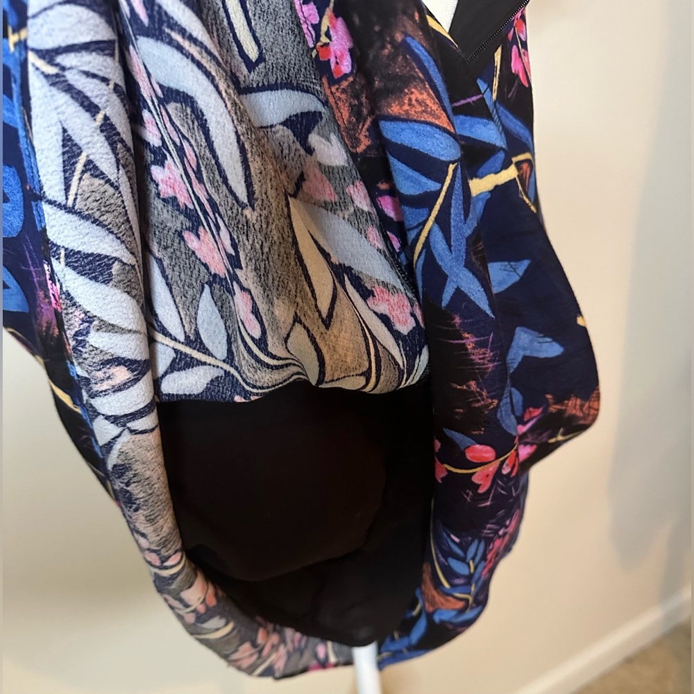 Anthropologie Maeve Elia Dress Sz 2 Black Blue Floral Cold Shoulder Midi#893 - Picture 7 of 12